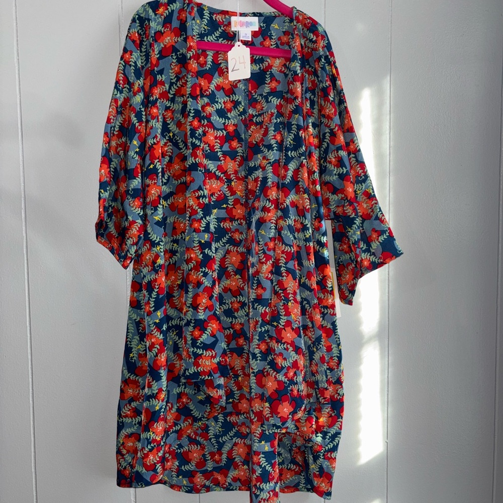 LuLaRoe KIDS Floral Kimono with Red and Blue Pattern‎